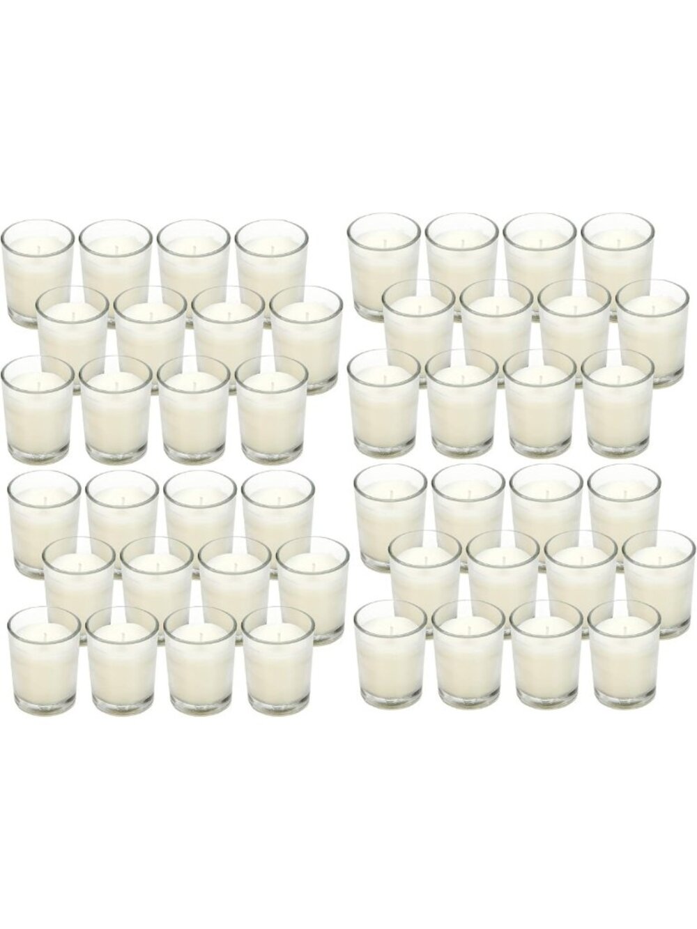 48-Pack Unscented Ivory Glass Votive Candles - 10-12 Hour Burn for Weddings